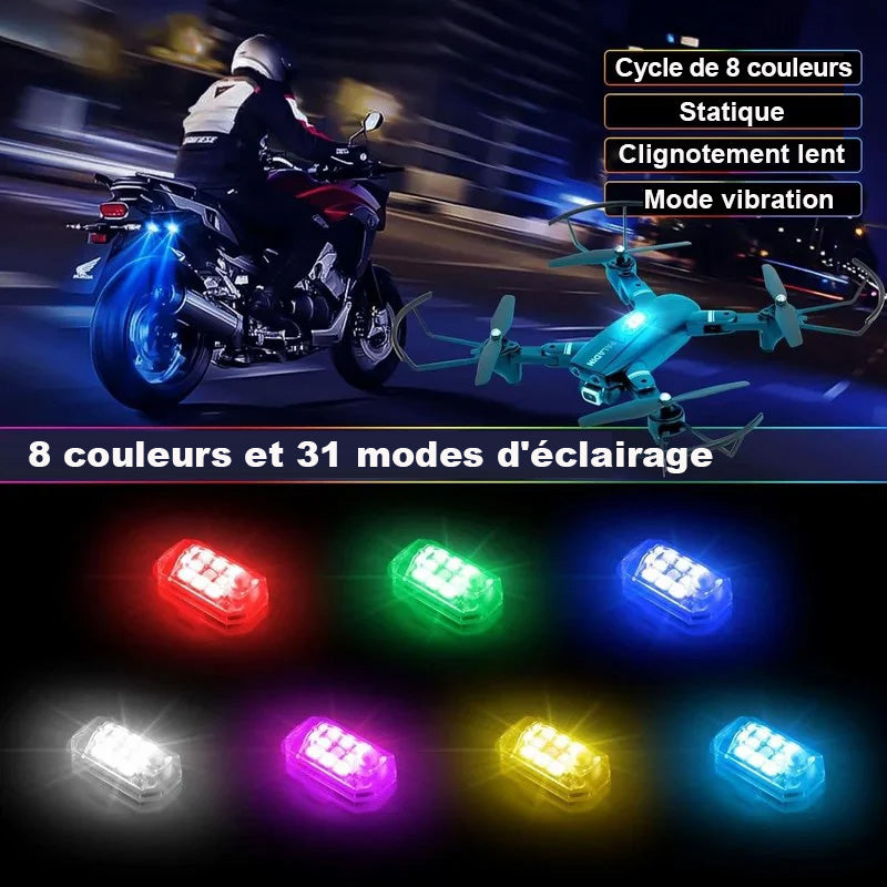 8 couleurs de lumières LED sans fil avec télécommande