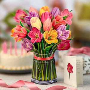 Carte de bouquet de papier 3D, Cartes de voeux de fleurs pop-up - 💐pour la fête des mères