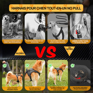 Harnais et laisse rétractable tout-en-un pour chien（130cm）