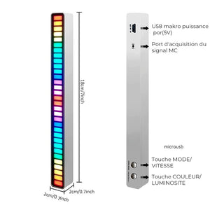 Barre lumineuse RVB activée par le son sans fil