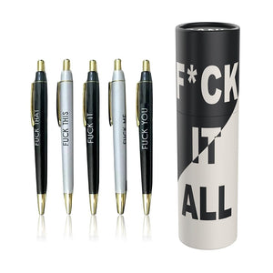 5pcs fuck it all stylos à bille avec pot à stylo