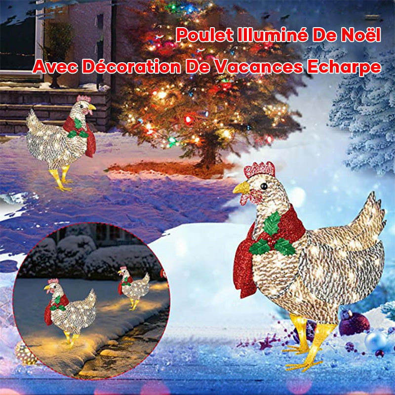 Poulet Illuminé Avec Echarpe Décoration Des Fêtes