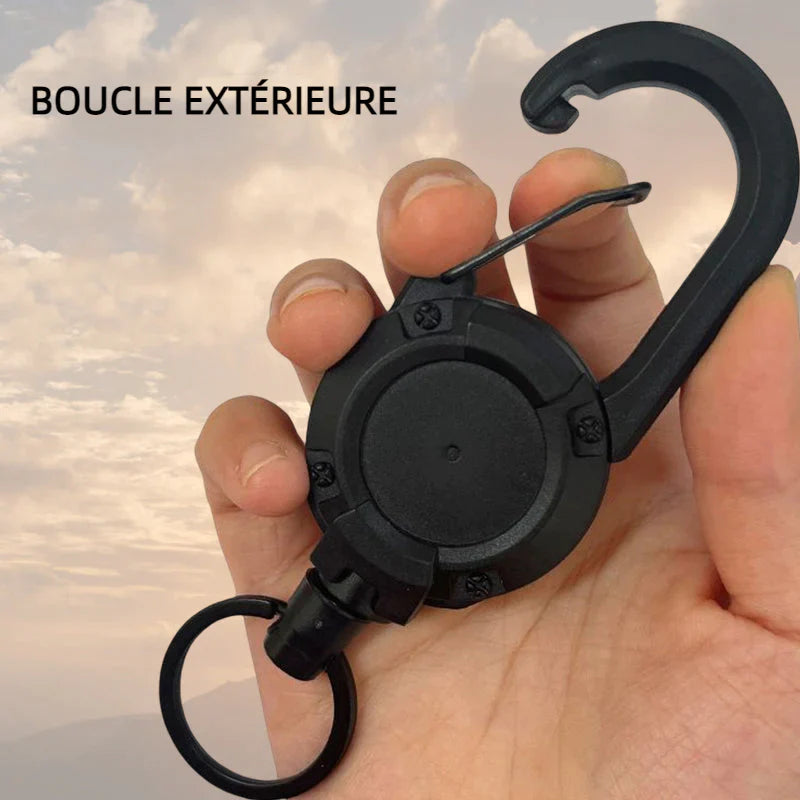 Porte-clés Tactique Anti-vol de câble Métallique Rétractable Automatique Extérieur Luya