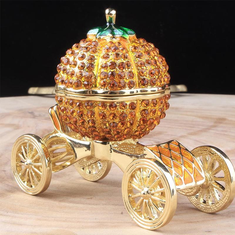 Boîte à Bijoux en Strass de Voiture de Citrouille