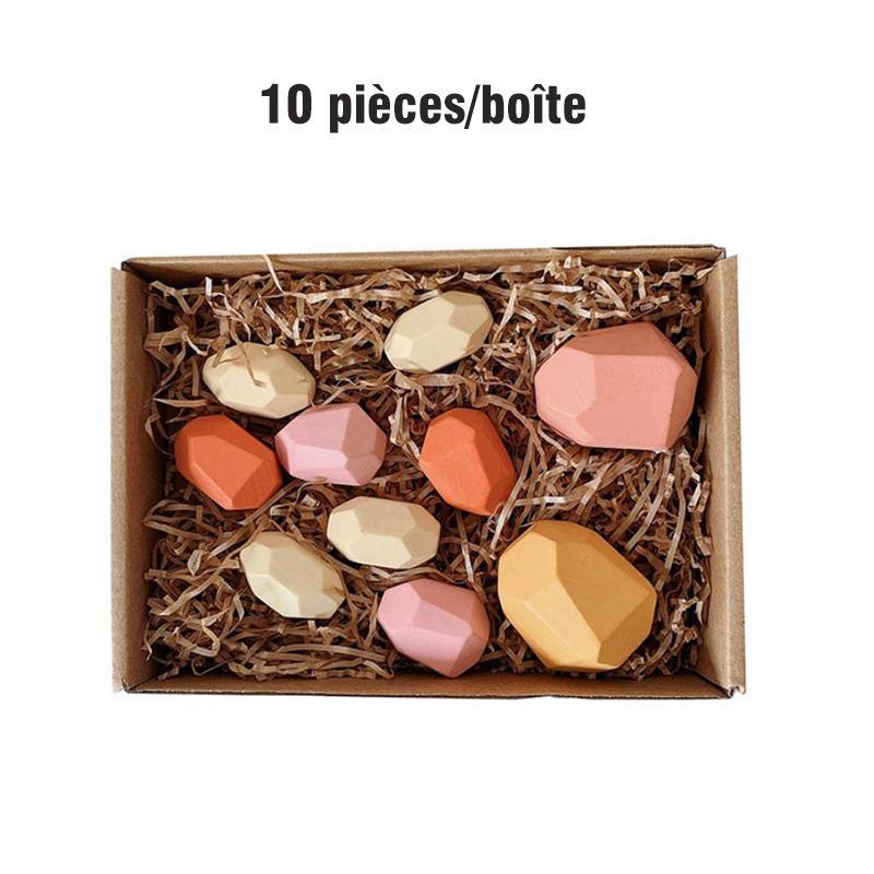 Pierres en Bois Colorées Empilables - Enfants Puzzle Jouet