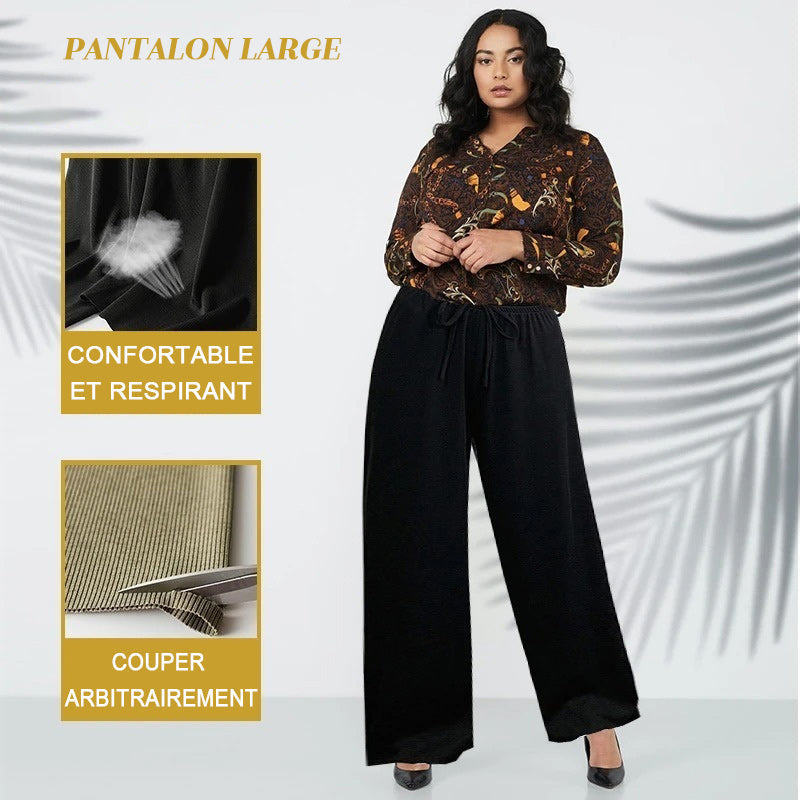 Pantalon Large en Soie Glacée pour Femme