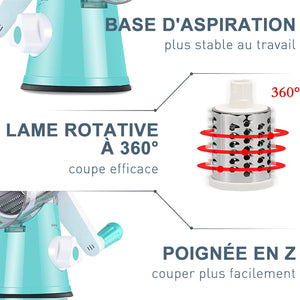 Râpe à fromage rotative 3 en 1 trancheuse à légumes