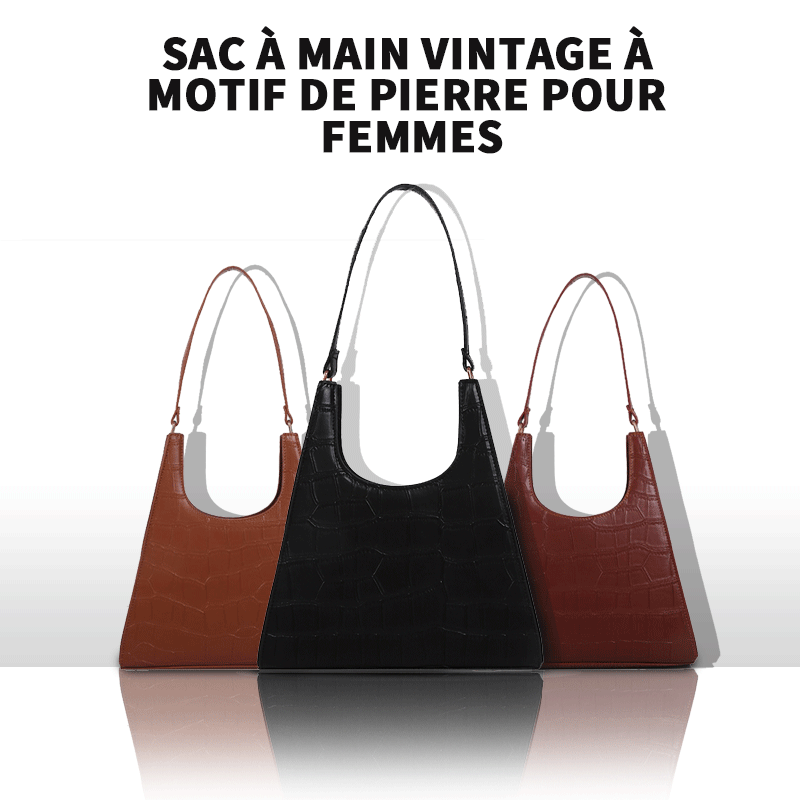 Sac à Main Vintage à Motif de Pierre pour Femmes - ciaovie