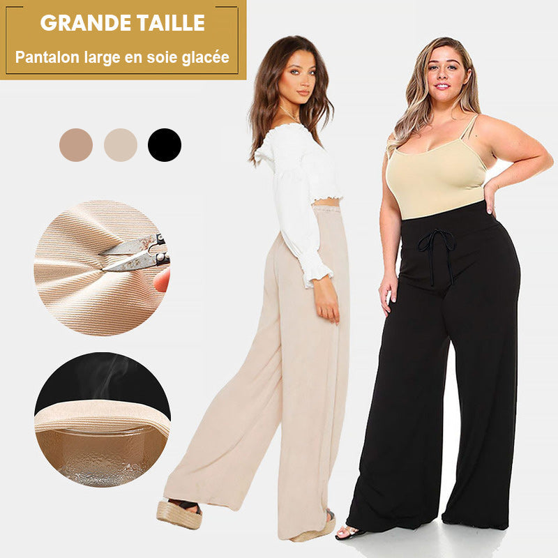 Pantalon Large en Soie Glacée pour Femme