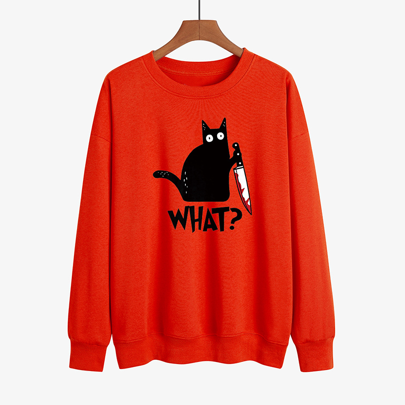 Sweat Chat Noir à Imprimé Amusant d'Halloween