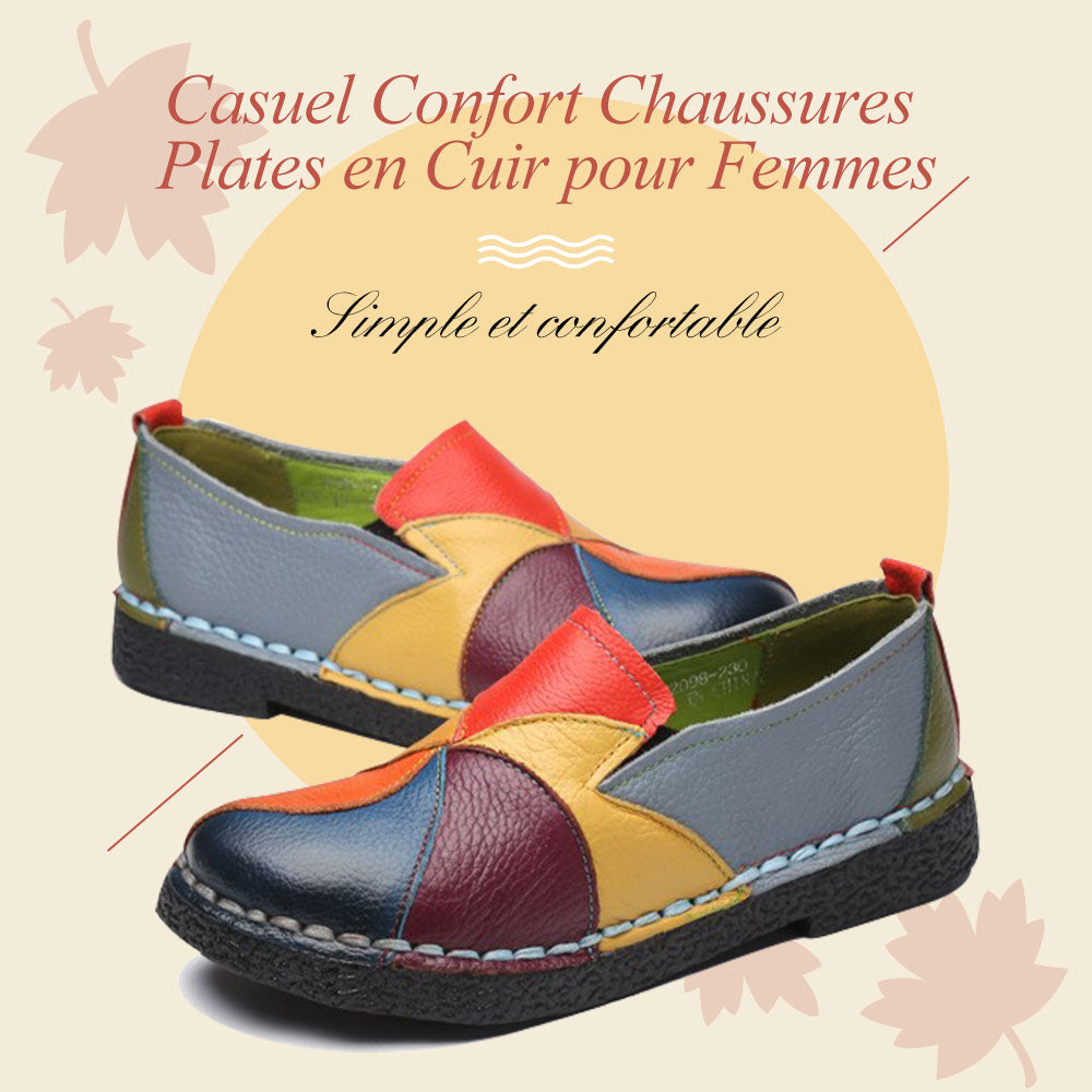 Ciaovie Casuel Confort Chaussures Plates en Cuir pour Femmes - ciaovie