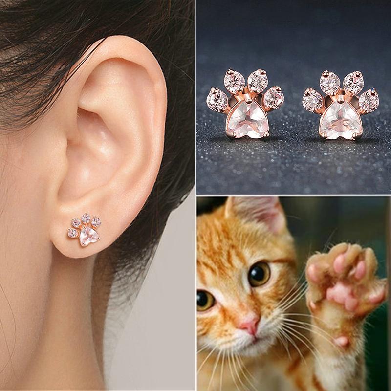 Boucles d'Oreilles Pattes de Chats Mignons