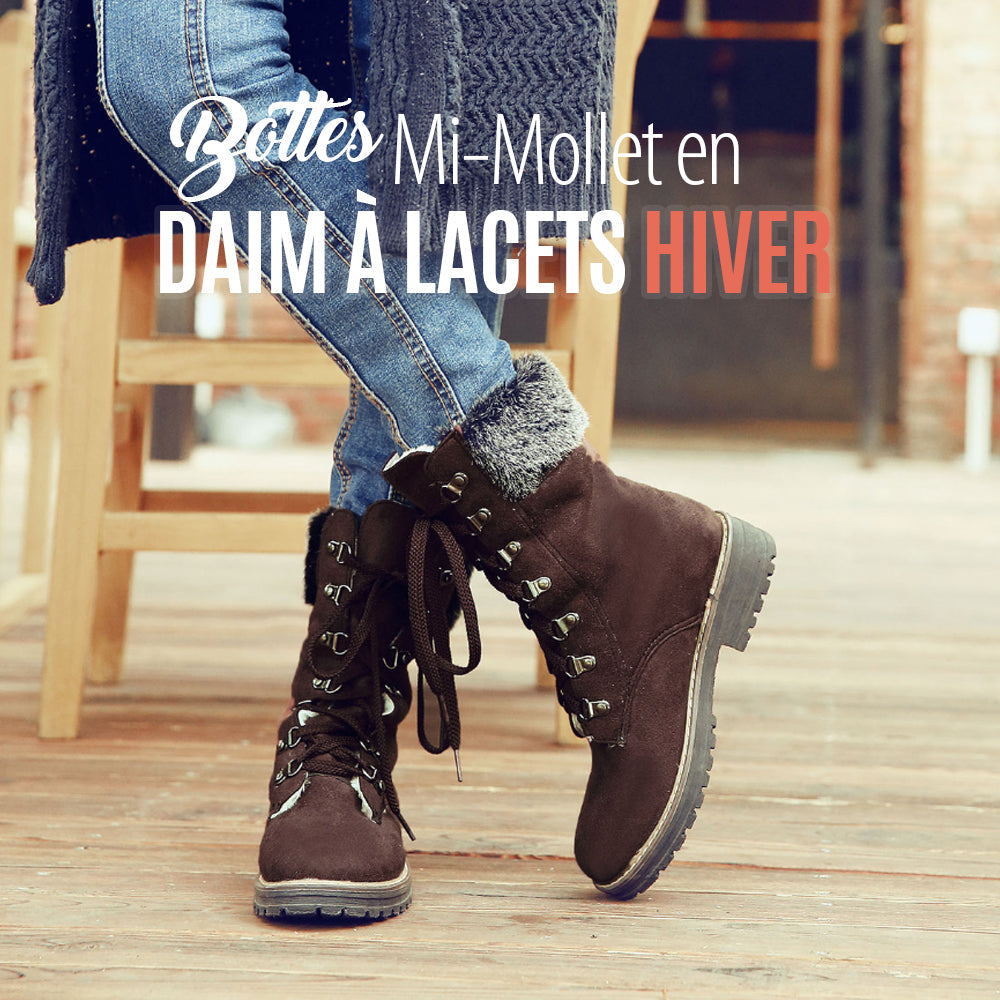 Ciaovie™ Bottes Mi-Mollet en Daim à Lacets Hiver - ciaovie