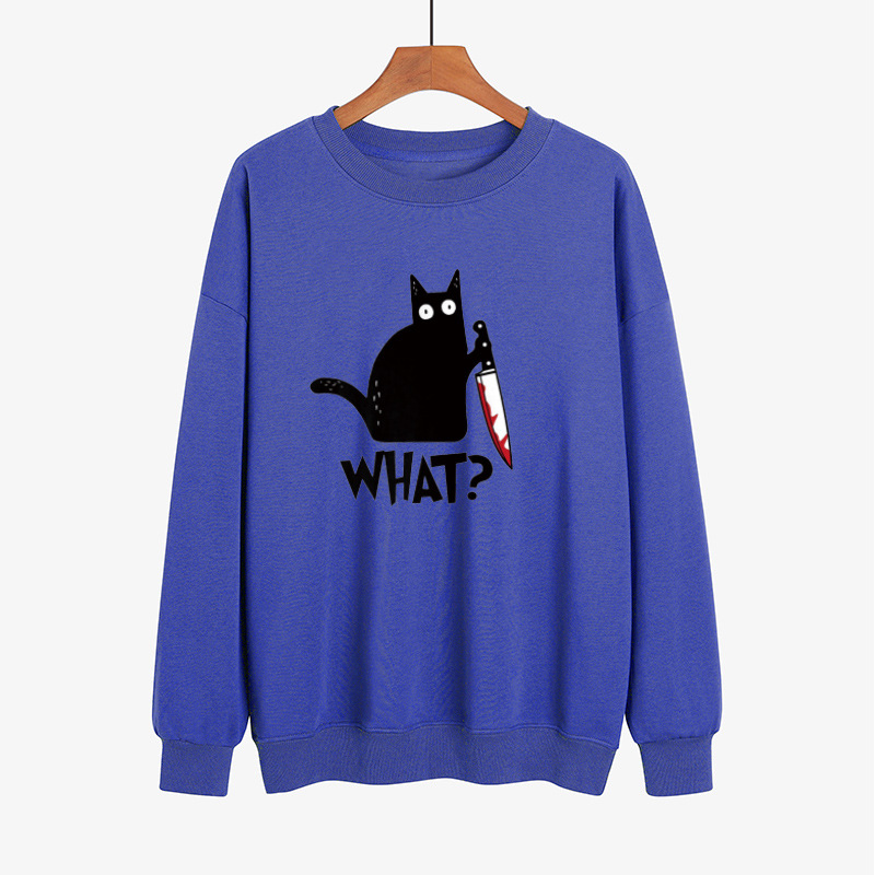 Sweat Chat Noir à Imprimé Amusant d'Halloween