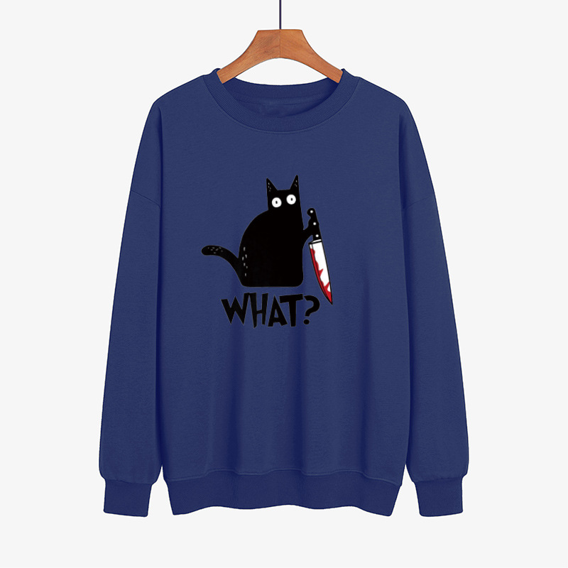 Sweat Chat Noir à Imprimé Amusant d'Halloween