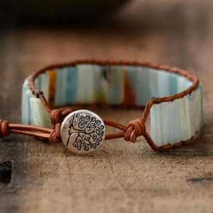 Bracelet en Pierre d'Amazonite Semi-précieuse Naturelle fait à la main