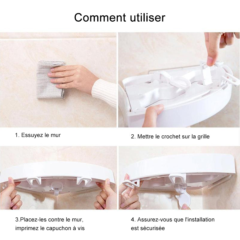 Tablette d'angle de salle de bain multifonction sans vis - ciaovie