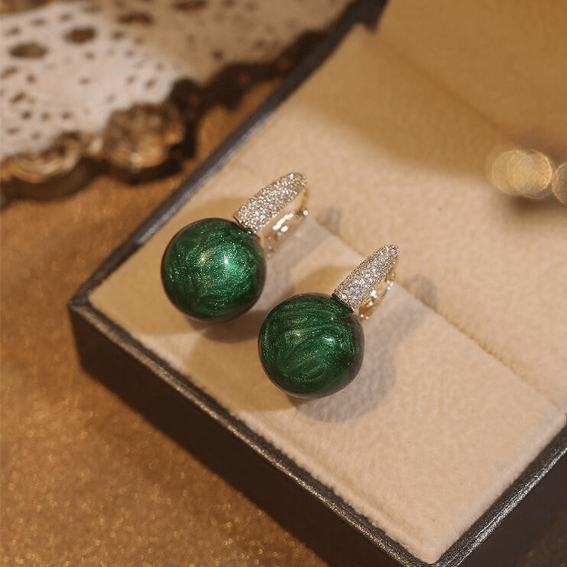 Boucles D'oreilles en Perles D'émeraude