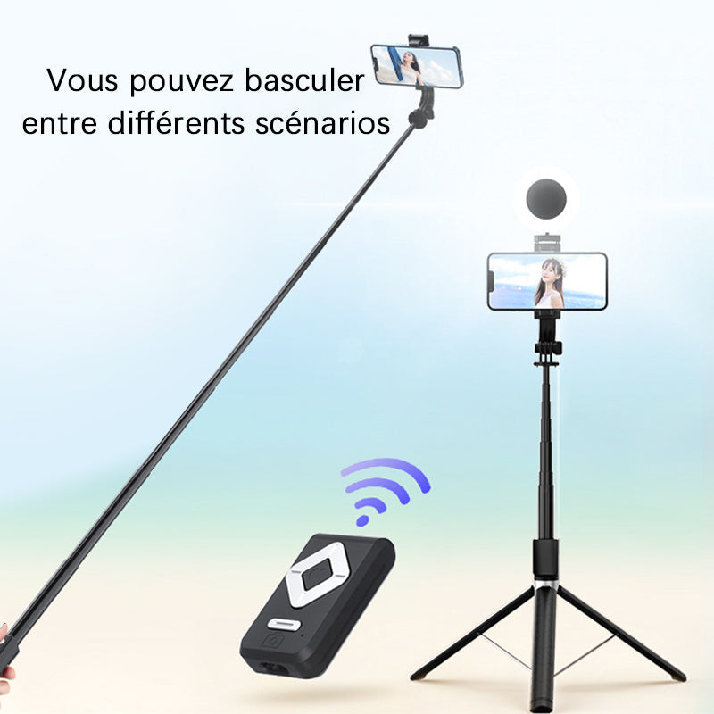 Perche à selfie avec lumière d'appoint LED