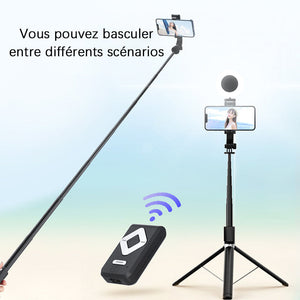 Perche à selfie avec lumière d'appoint LED