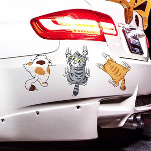 Autocollants de voiture de décalcomanie de dessin animé de chat mignon, 3 pcs