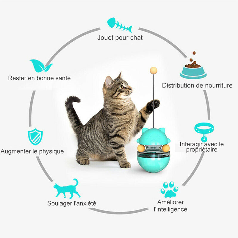 Mangeoire Interactive pour Chat Jouet pour Animal Domestique Multifonctionnel