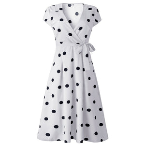 Robe Portefeuille Col V à Imprimé Pois - ciaovie