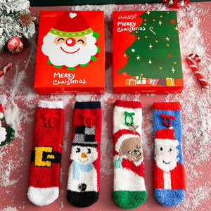 Coffret Cadeau De Noël Chaussettes En Molleton Corail