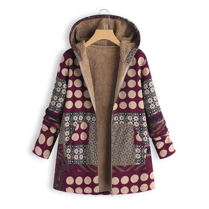 Ciaovie™ Manteau Vintage à Capuche Imprimée Dot Hiver Chaud - ciaovie