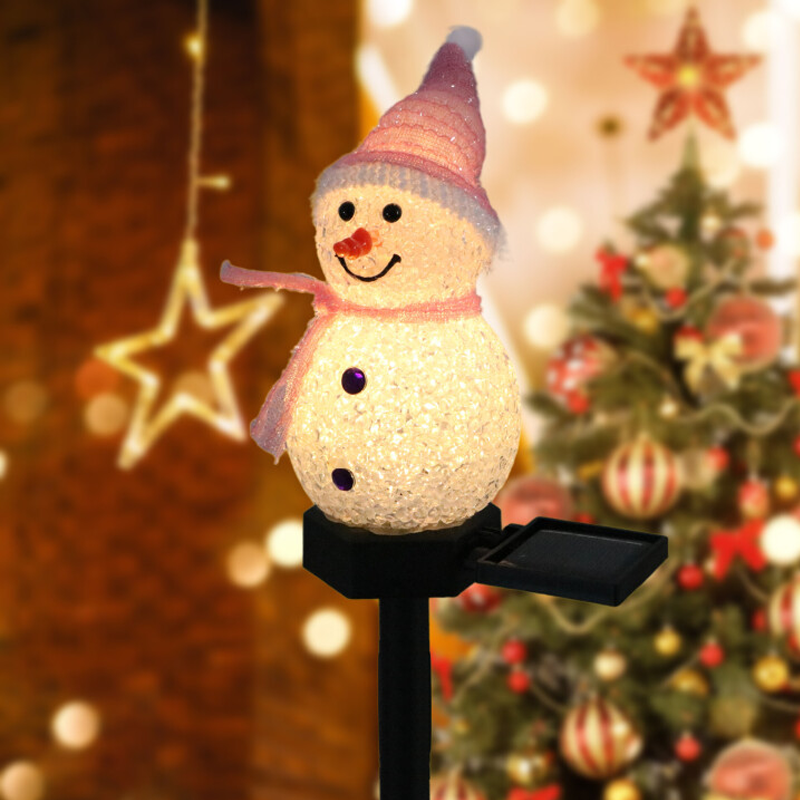 Lampe solaire bonhomme de neige