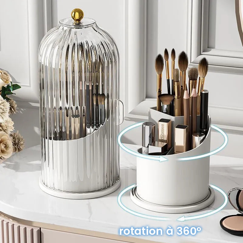 Boîte de rangement pour pinceaux de maquillage rotatifs à 360 °