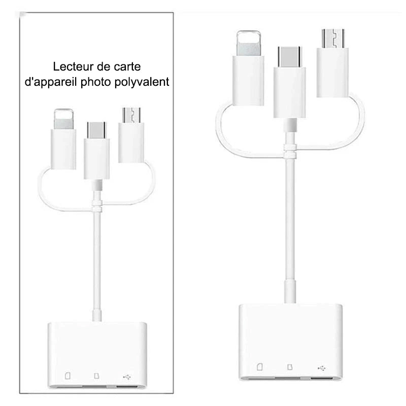 3-en-1 SD TF USB Lecteur de Carte OTG Adaptateur