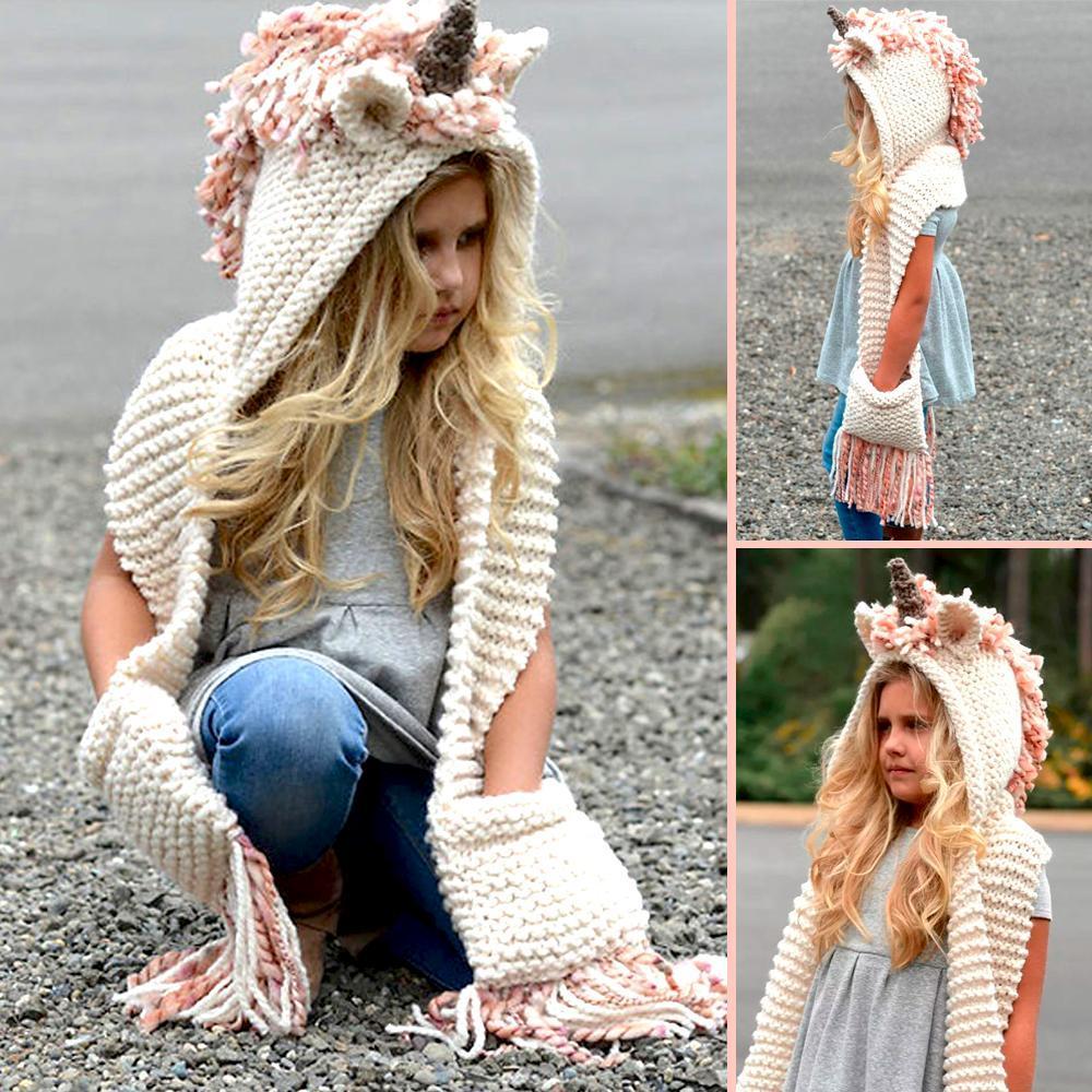 Bonnet Écharpe Licorne en Tricot - ciaovie