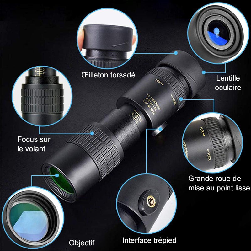 Télescope Monoculaire à Zoom Super Téléobjectif 4K