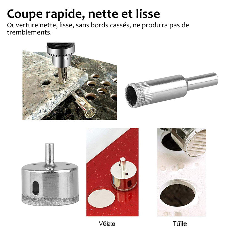 Foret Diamenté Ouvre-trou pour Verres et Carreaux (Kit de 15 PCs)