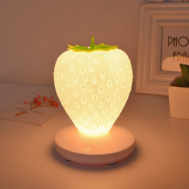 Lampe de Table en Silicone Souple Veilleuse Fraise