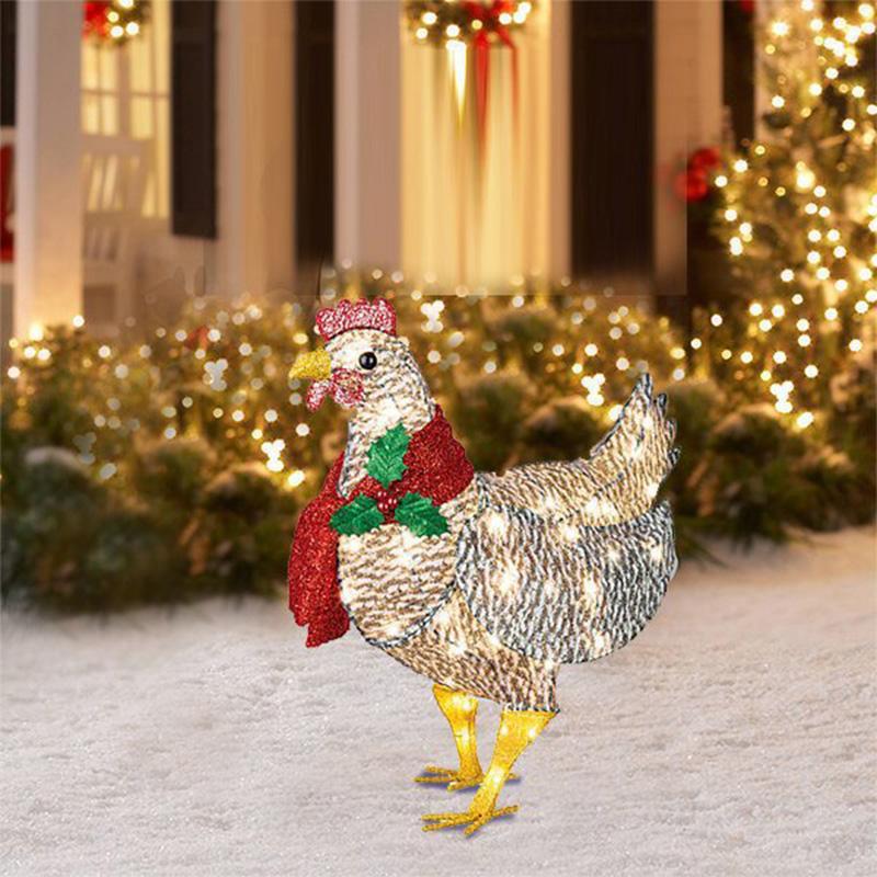 Poulet Illuminé Avec Echarpe Décoration Des Fêtes