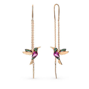 Boucles d'Oreilles Élégantes en Strass Colibri pour Femmes