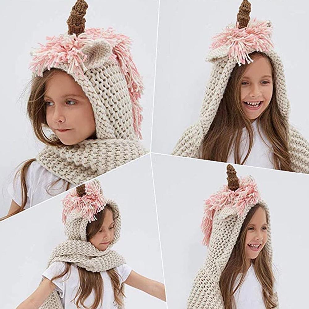 Bonnet Écharpe Licorne en Tricot - ciaovie