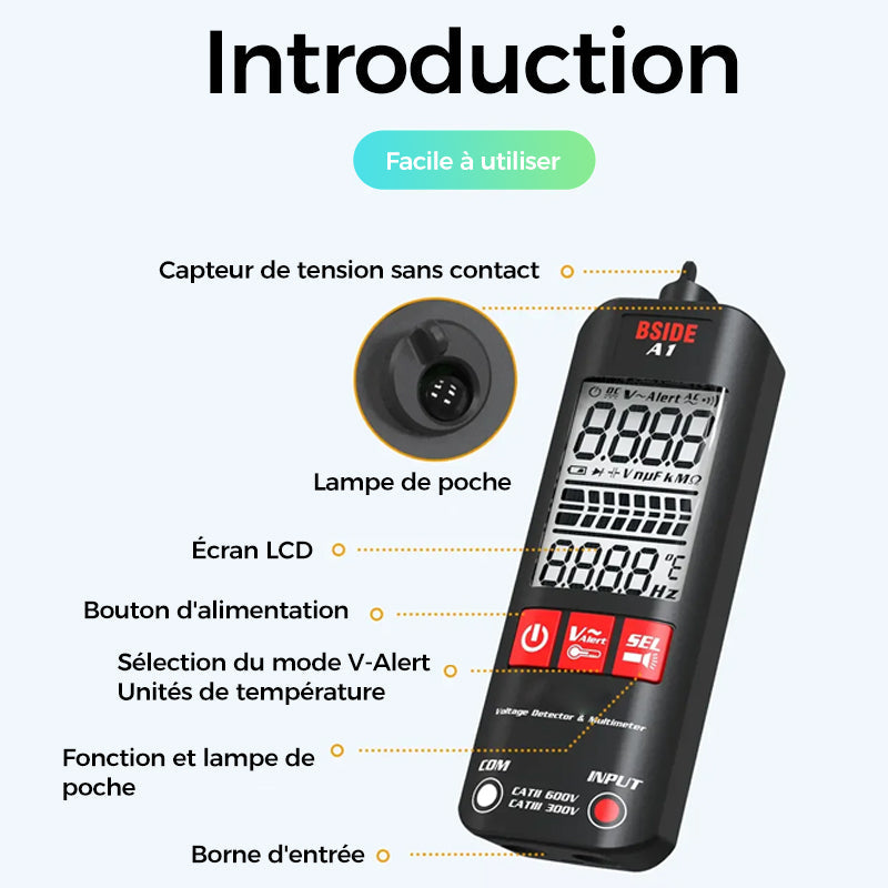 Multimètre numérique intelligent anti-brûlure entièrement automatique A1