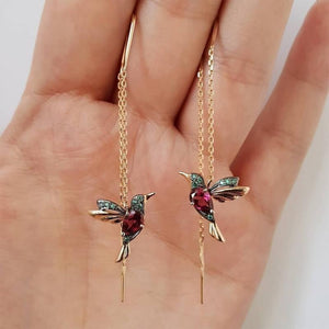 Boucles d'Oreilles Élégantes en Strass Colibri pour Femmes