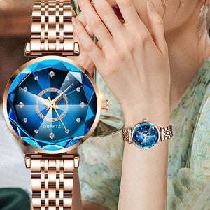 Montre Étanche Pour Femme Avec Cadran Étoilé Et Diamants