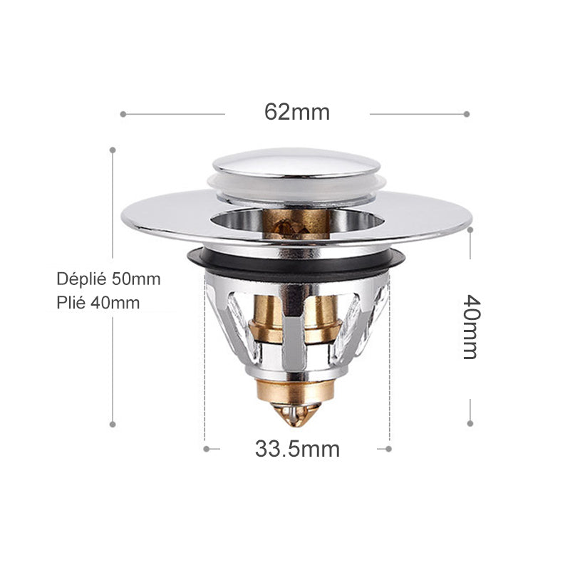 Filtre de Vidange Escamotable Universel en Acier Inoxydable