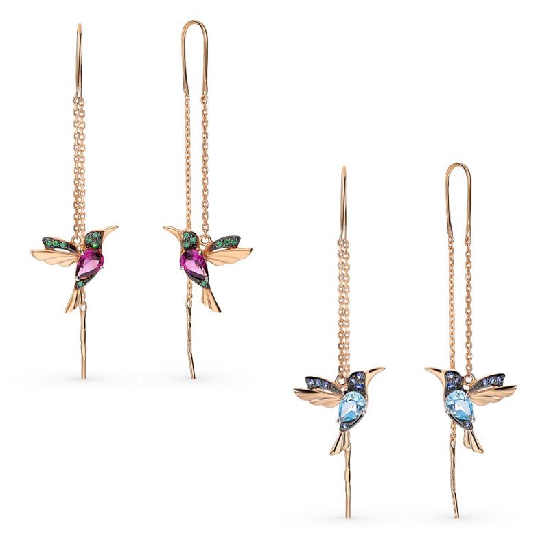 Boucles d'Oreilles Élégantes en Strass Colibri pour Femmes