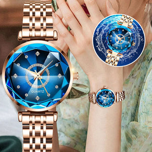 Montre Étanche Pour Femme Avec Cadran Étoilé Et Diamants