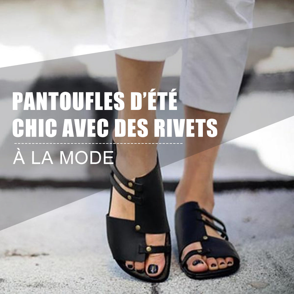 Ciaovie Pantoufles d’Été Chic avec Des Rivets - ciaovie